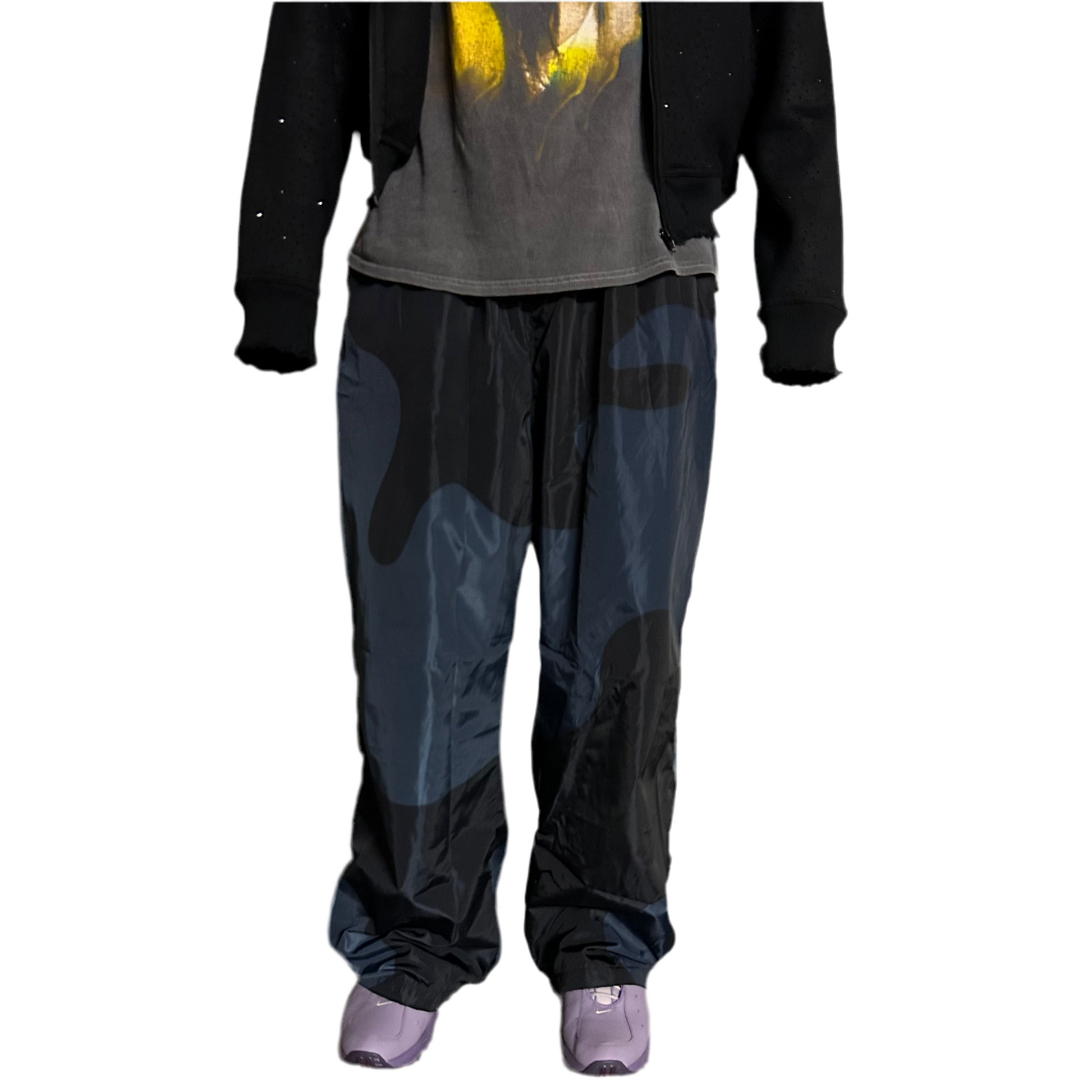 Black Oversized Nylon Pants