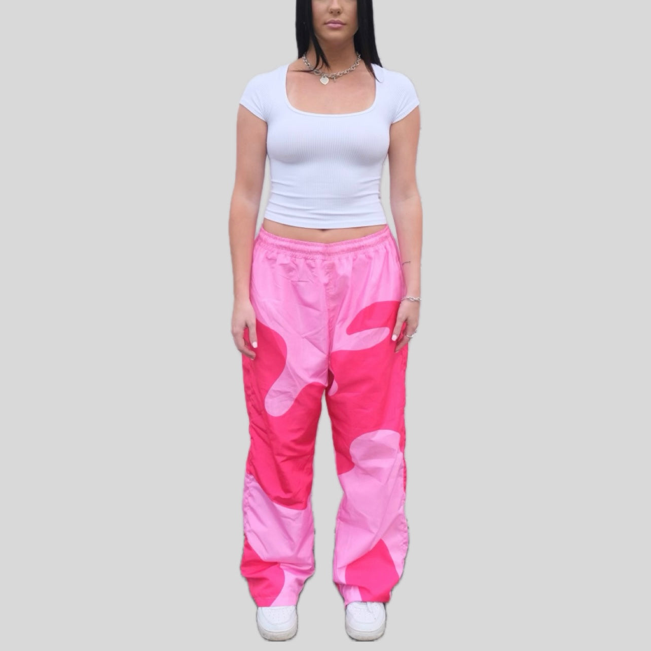 Pink Oversized Nylon Pants