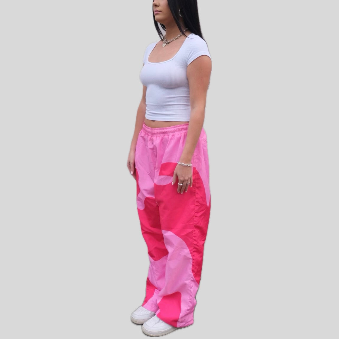 Pink Oversized Nylon Pants