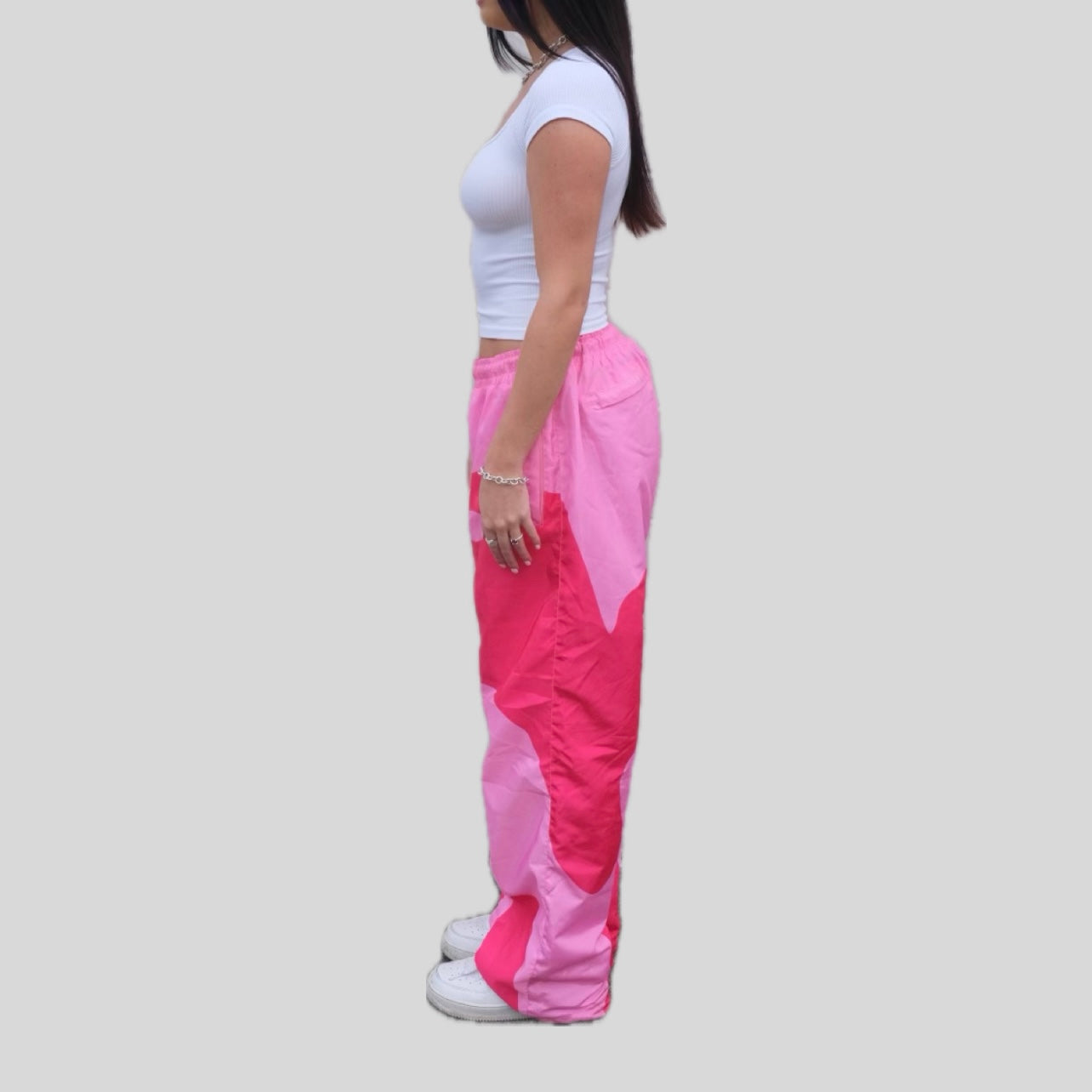 Pink Oversized Nylon Pants